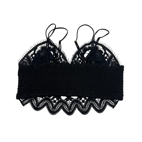 ANTHROPOLOGIE WOMENS LARGE GUIPURE LACE STRAPPY BRALETTE BLACK - Picture 2 of 14